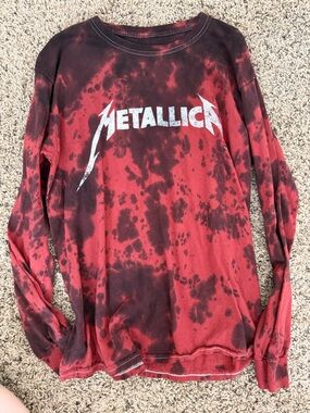 Metallica Red Tie-Dye Long Sleeve Tee